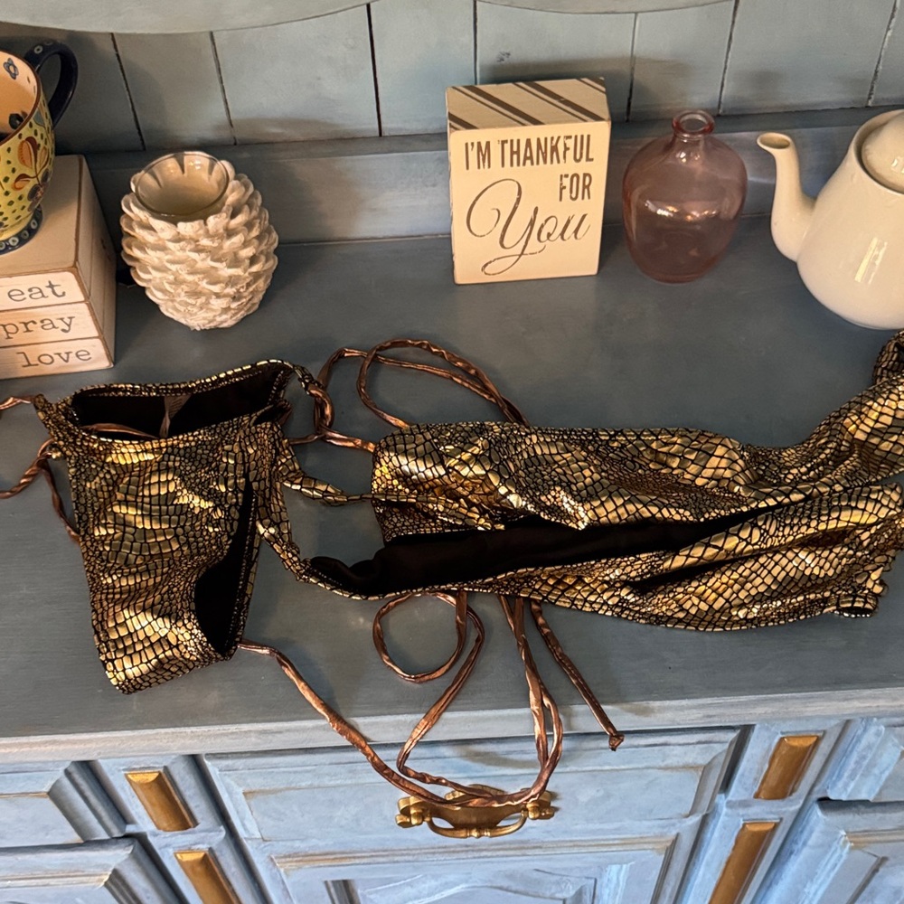 Elegant Gold and Black Bikini Set